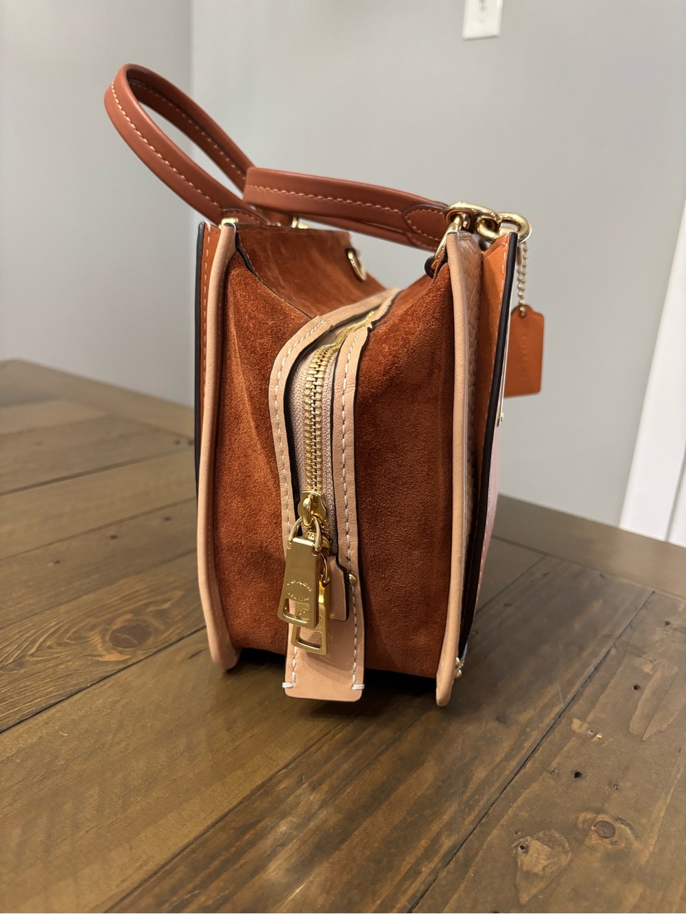 Coach Dreamer Satchel in Sunrise Multi Colorblock Leather and Suede - Picture 6 of 16